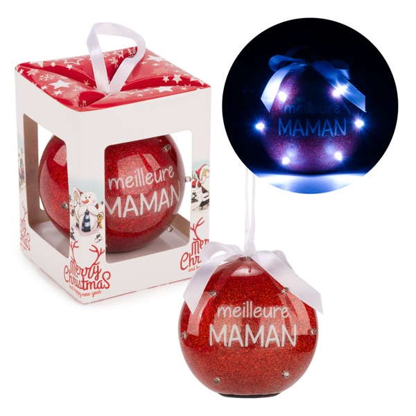 Ornement De Noël Boule 'Maman' - Décoration Suspendue En Acier Gris Argenté - Moyenne